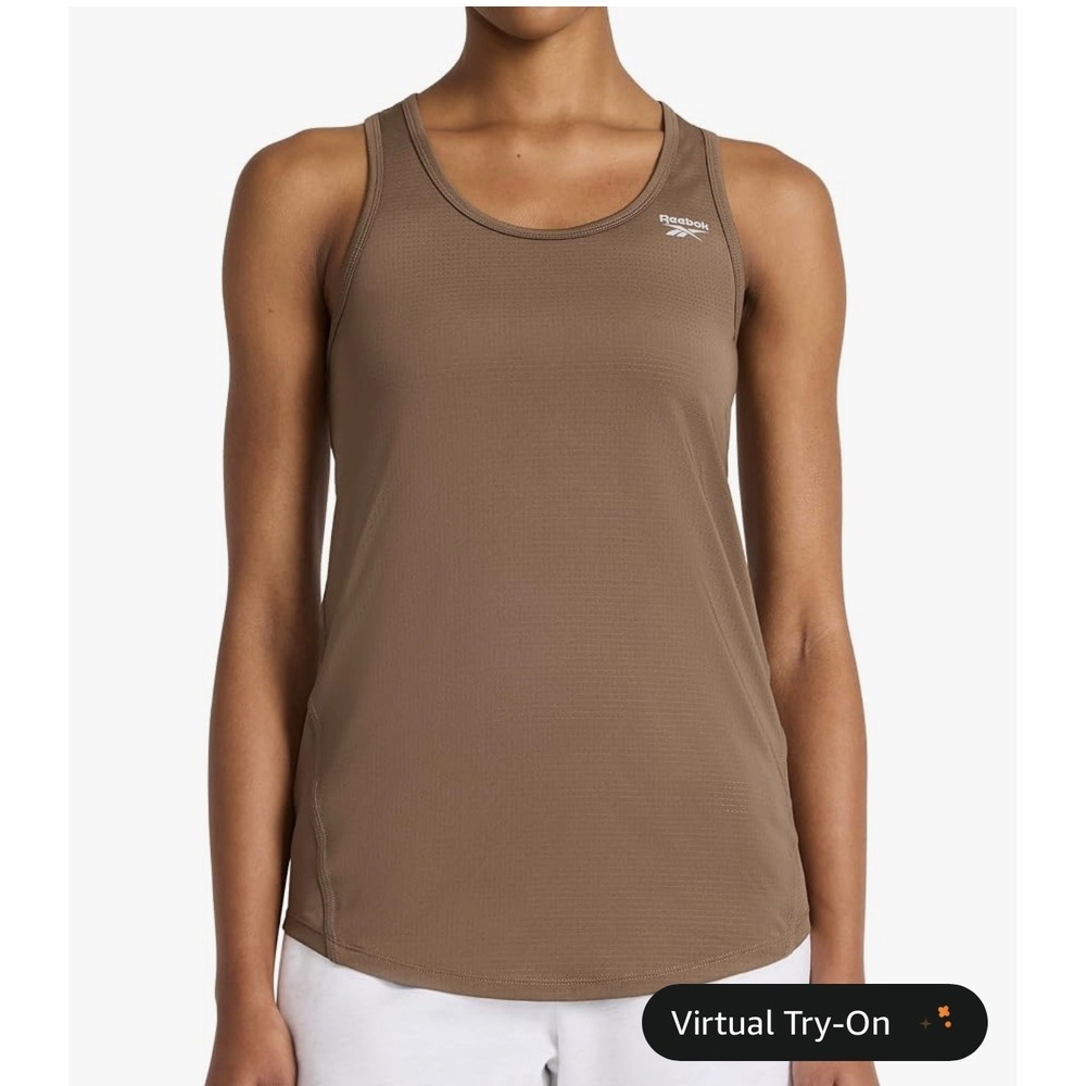 Reebok Womens M Gray Moisture Wicking Mesh Racerback Scoop Neck Tank Top[A5]